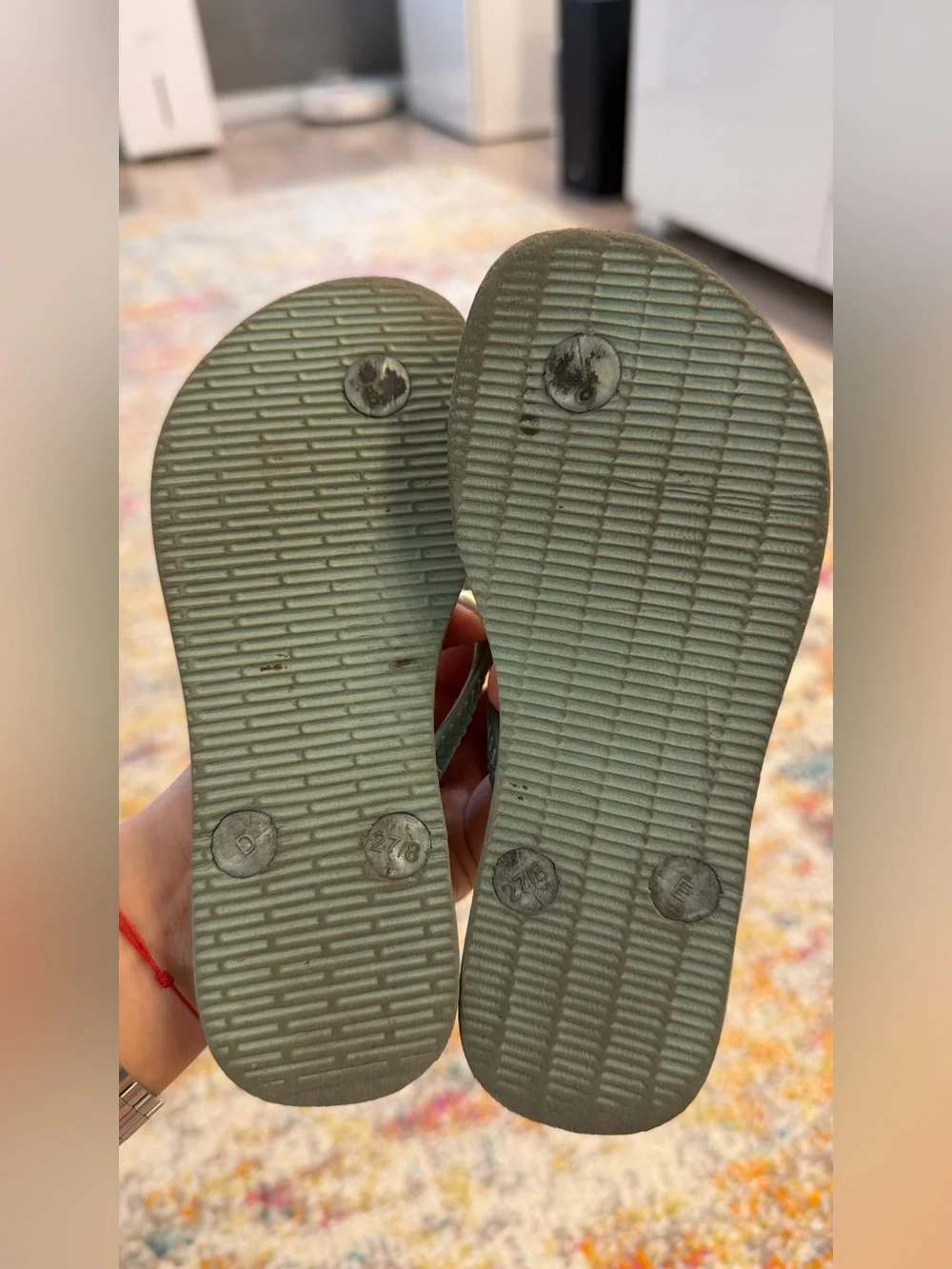 Havaianas Kids Flip Flops in Sage Green with Rhinestone Accent girl size 27-28